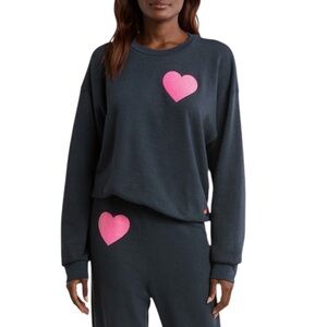 Aviator Nation Glitter Heart Fleece Sweatshirt